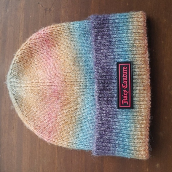 Beautiful juicy couture beanie toque multicolored one size wool blend - Picture 1 of 4